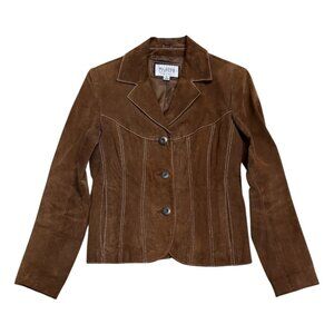 WILSONS LEATHER Vintage Luxury Designer Brown Leather Suede Jacket Womens Small